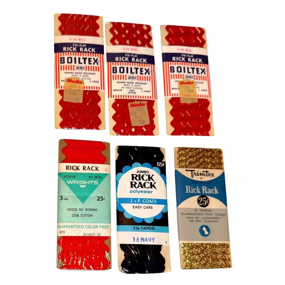 Vintage Sewing‎ Notions Lot Wrights Boiltex Rick Rack Bias Tape Hem Tape 21pc